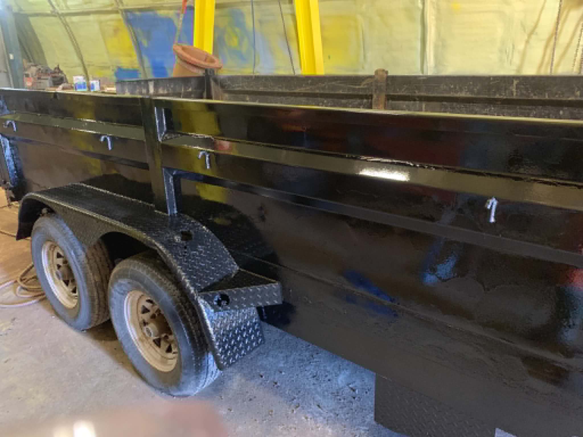 After sandblasting and painting — glossy black finish